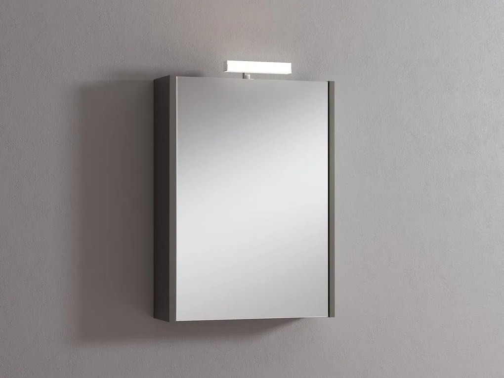 Pensile con luce Akira laccato lucido grigio L 51.5 x H 70 x P 15.5 cm