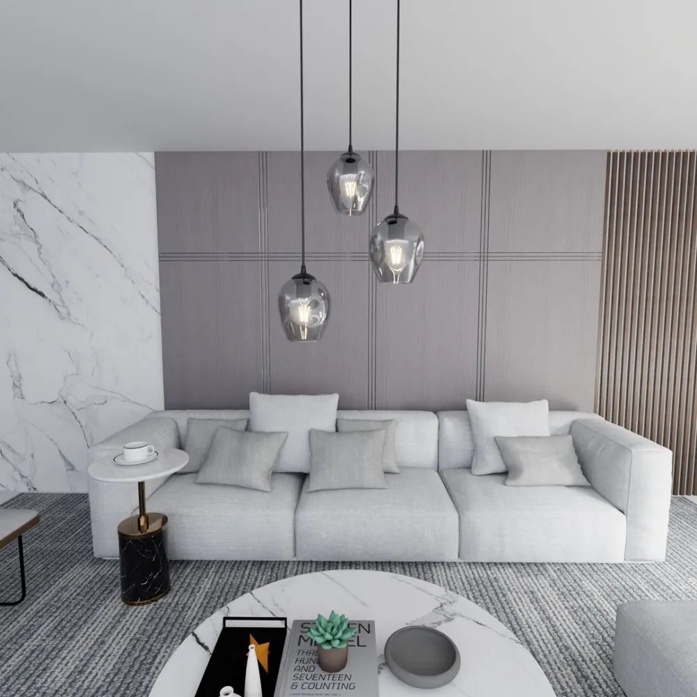 Lampadario a Sospensione in Acciaio e Vetro ISTAR 3 BL PREMIUM 3xE27 Colore delle Sfere Grafite