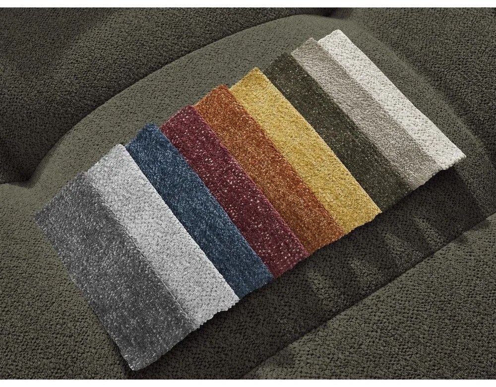 Divano angolare color kaki allungabile/con contenitore (con penisola a sinistra/con chaise lounge) con rivestimento in ciniglia Roxelane – Bobochic Paris