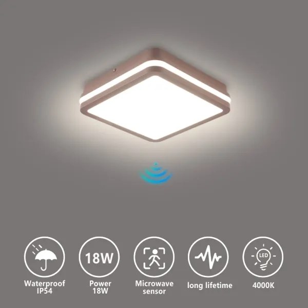 Brilagi-LED Lampada da esterno con sensore BENE LED/18W/230V 21,5x21,5 cm marrone IP54