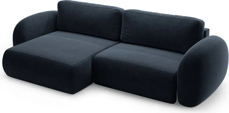 Divano angolare blu scuro allungabile/con contenitore con rivestimento in ciniglia Tonale – Cosmopolitan Design