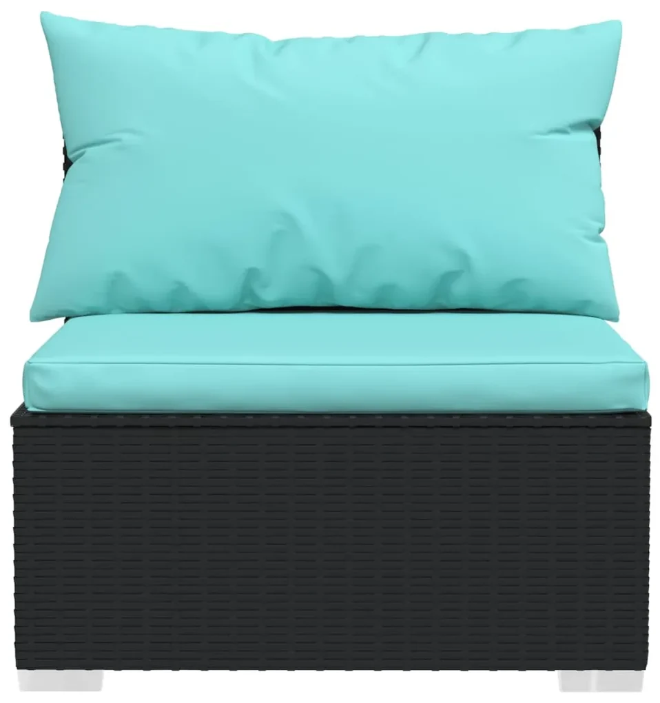 Set divani da giardino 2 pz con cuscini in polyrattan nero