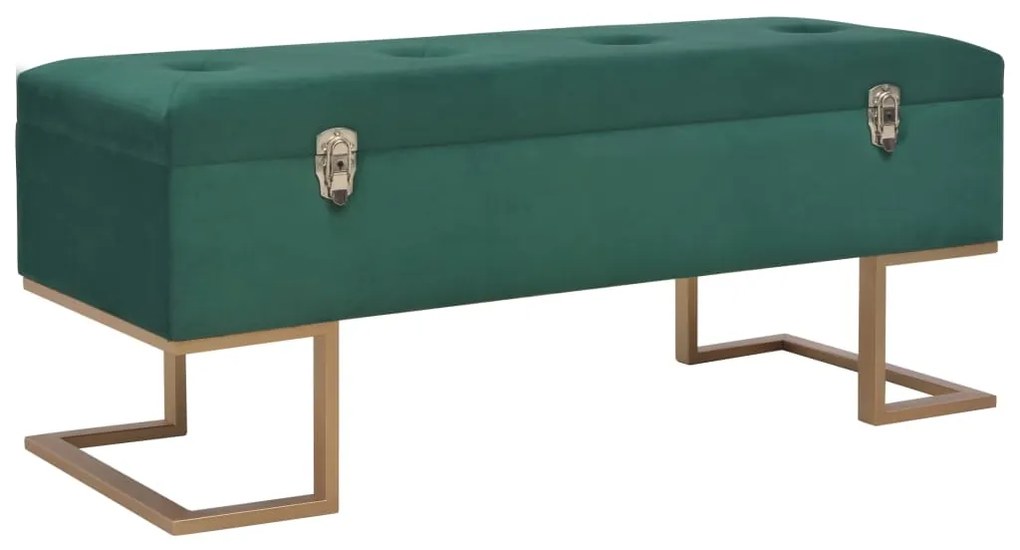 Panca Con Vano Portaoggetti 105 Cm İn Velluto Verde /