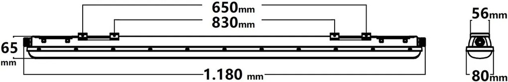 Plafoniera LED Stagna 120cm 36W 4.300lm (120lm/W) con driver Osram