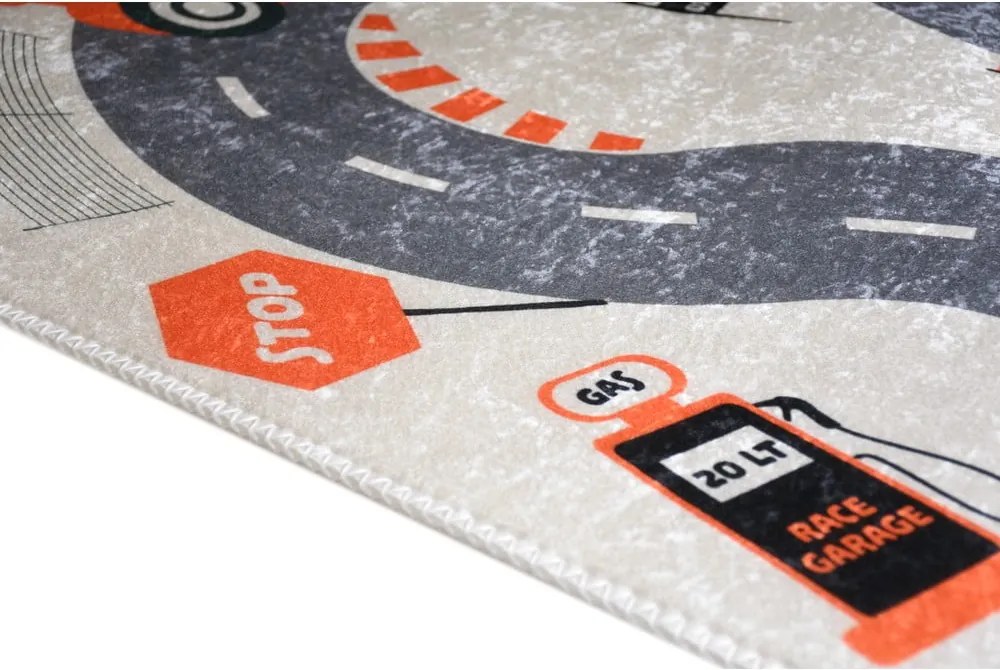 Tappeto da gioco per bambini color crema lavabile 80x120 cm Race Garage – Vitaus