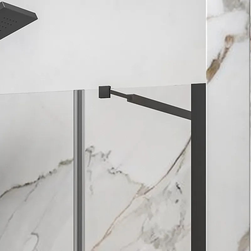 Kamalu - Porta doccia nero opaco 95 cm battente e anta fissa | KS5000N