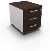 Cassettiera da ufficio con Rotelle OFFICE, L 42 x P 56 x H 51 cm (Noce Scuro)