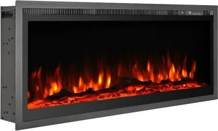 Camino elettrico da parete a incasso frontale CHICAGO130 L127 x P14 x H45 cm