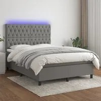 Letto a Molle Materasso e LED Grigio Scuro 140x190cm in Tessutocod mxl 122923