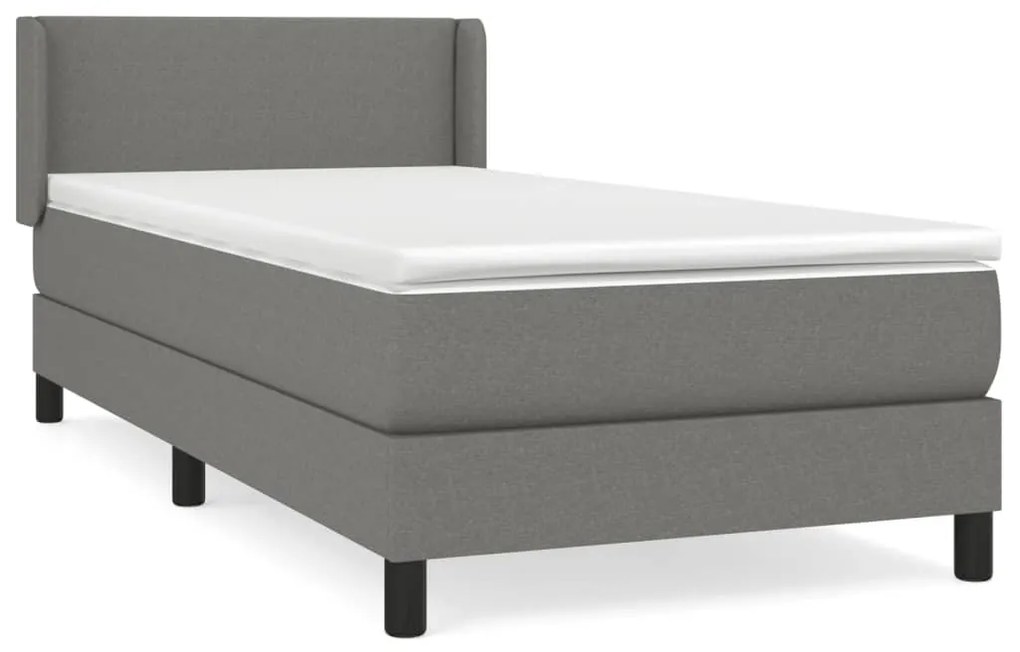 Giroletto a molle con materasso grigio scuro 100x200 cm tessuto