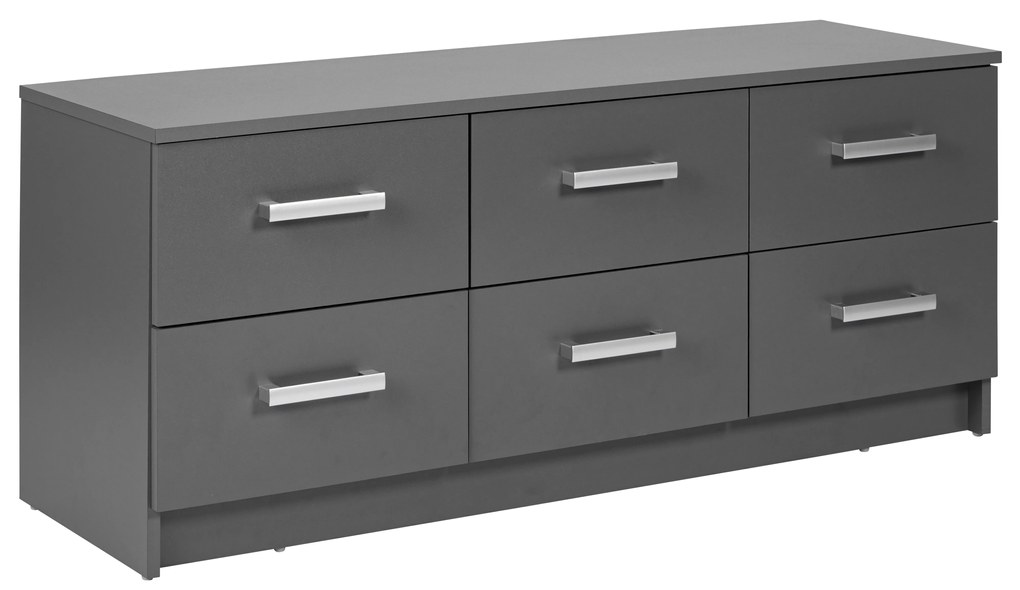 Cassettiera bassa 6 cassetti truciolare laminato grigio