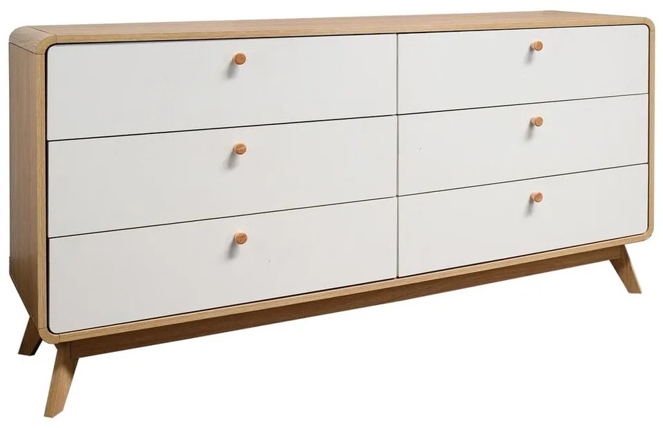 Cassettiera bassa bianca con effetto rovere 150x74 cm Caitlin - Støraa