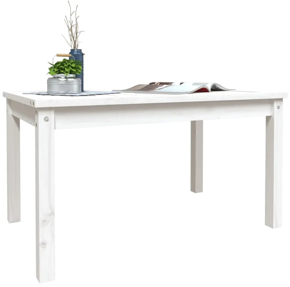 Tavolo da giardino bianco 82,5x50,5x45 cm legno massello pino