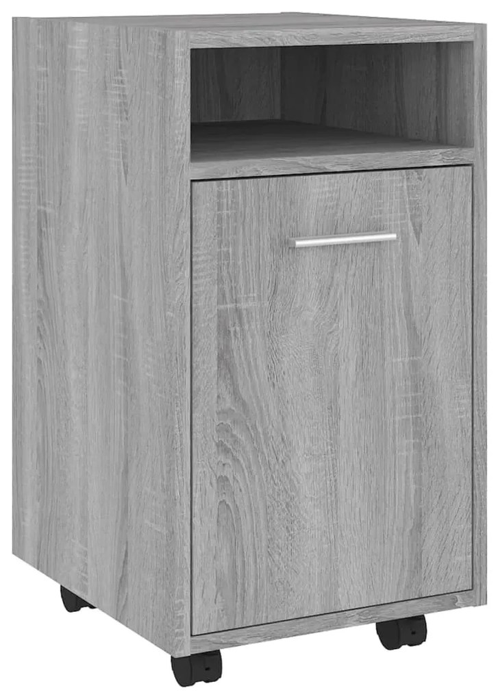 Mobiletto con ruote grigio sonoma 33x38x60 cm legno multistrato