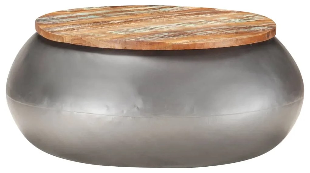 Tavolino Da Salotto Grigio 68x68x30 Cm Legno Di Recupero /