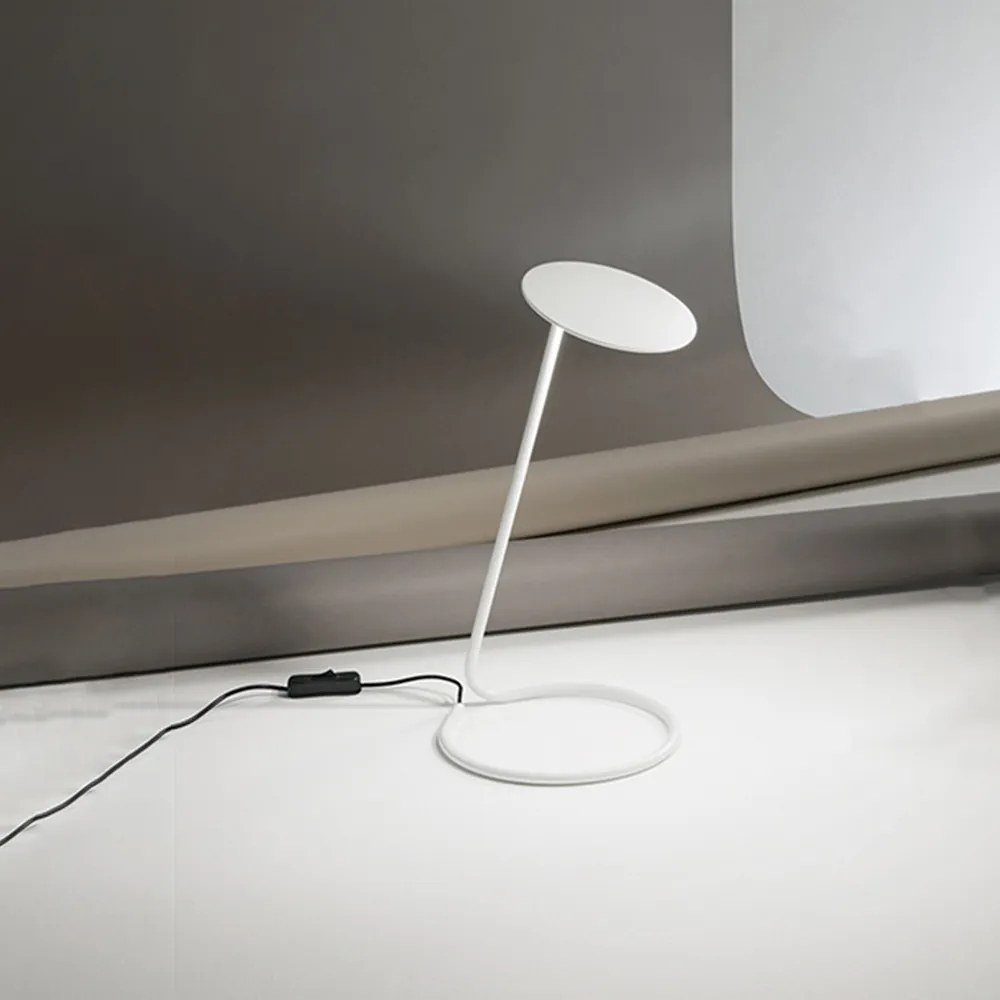 Lampada Da Scrivania In Metallo Moderna Miniarc Bianco Led Diffusore Regolabile