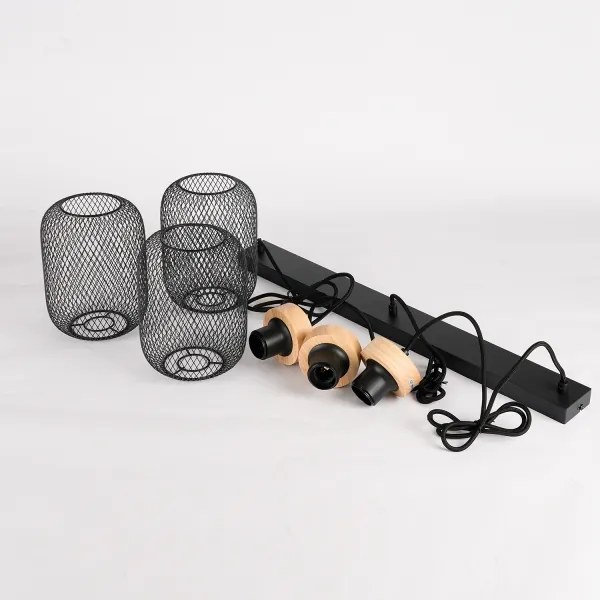 Brilagi - Lampadario a sospensione su cavo BASKLITE 3xE27/15W/230V legno/nero