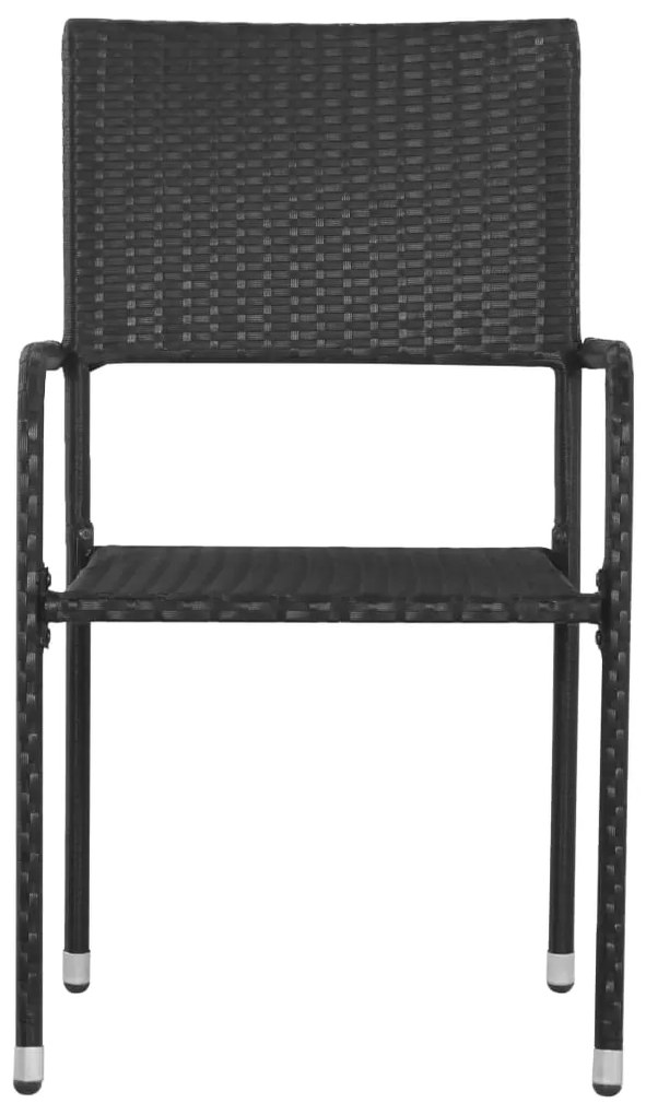 Set Mobili da Pranzo per Giardino 7 pz in Polyrattan Nero