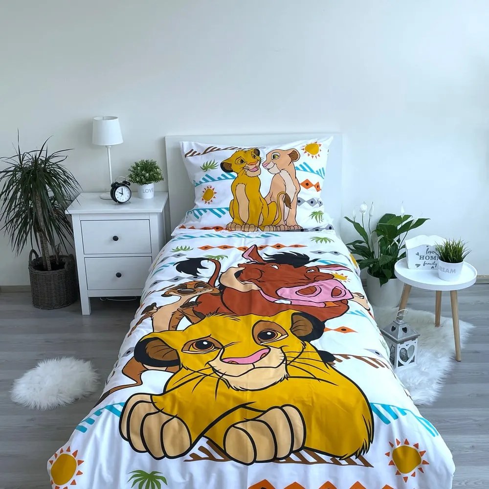 Biancheria da letto per bambini in cotone per letto singolo 140x200 cm Lion King Africa - Jerry Fabrics