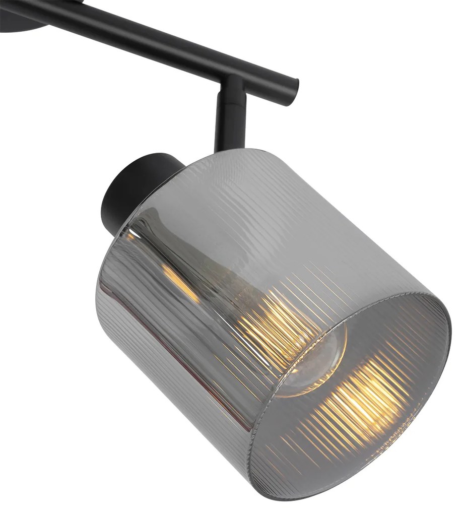 Faretto da soffitto nero con vetro fumé 2 luci orientabile - Laura