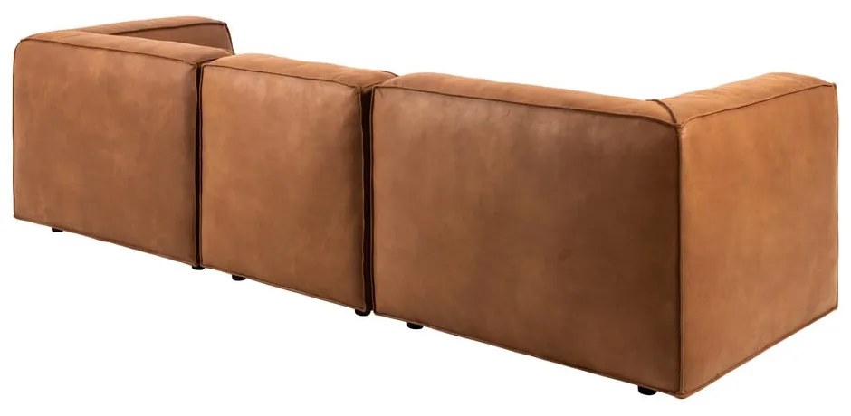 Divano angolare marrone cognac in pelle riciclata, angolo destro, 282 cm Fairfield - Bonami Selection