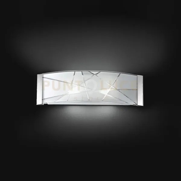 Applique metallo con vetro decorato fish bianco lucido 2 luci attac...