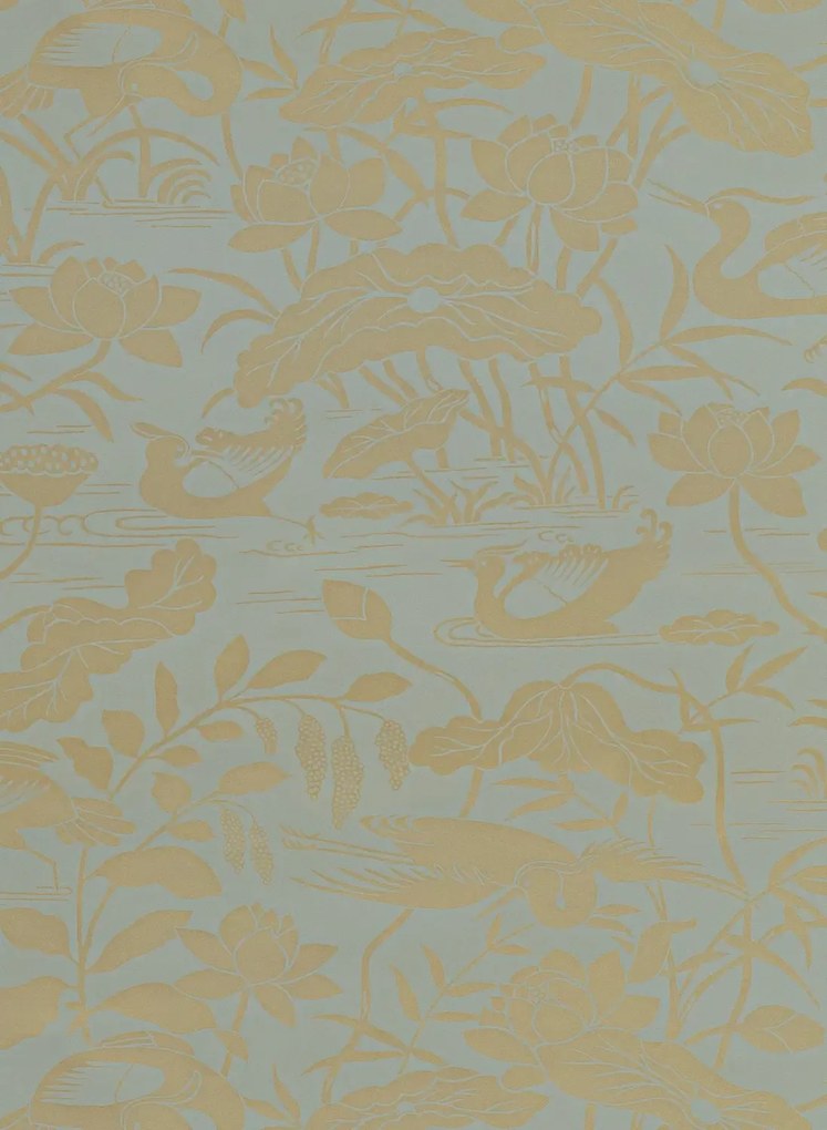 GP & J Baker Carta da parati Heron & Lotus Flower - Eucalyptus