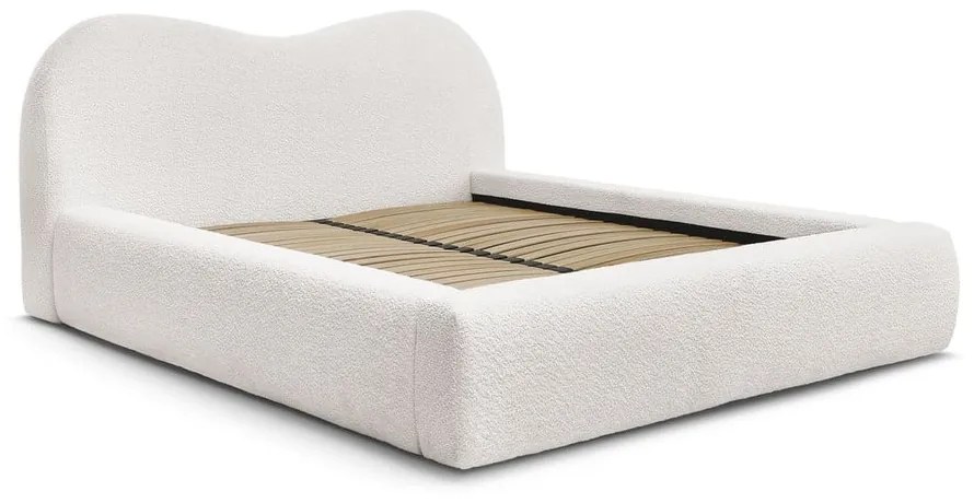 Letto matrimoniale bianco imbottito con spazio contenitivo con rete inclusa 160x200 cm Orlane – Bobochic Paris