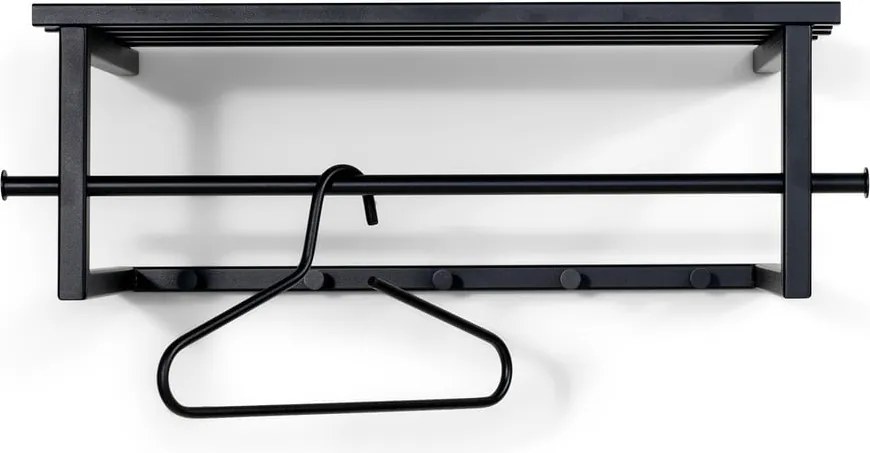Attaccapanni da parete nero in metallo con scaffale 76 cm Marco – Spinder Design