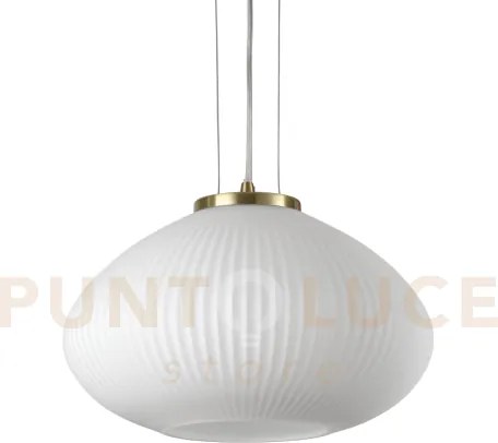 Plisse' lampadario a sospensione in vetro soffiato con decoro in ri...
