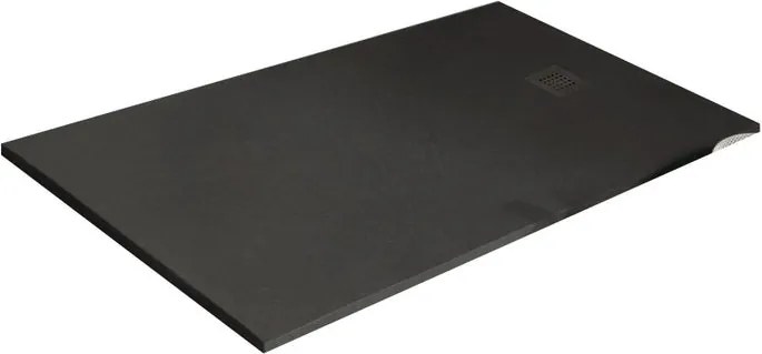 Piatto doccia in resina Strato nero L 90 x L 70 x H 2.5 cm opaco effetto pietra