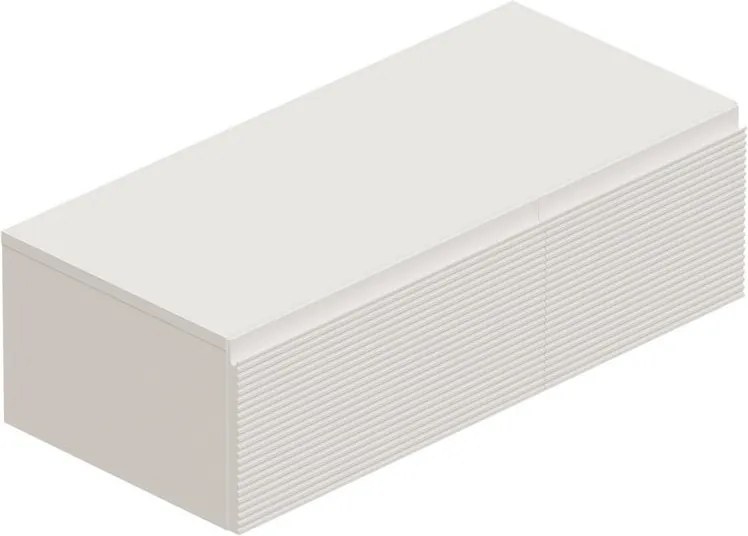 Mobile da bagno sospeso sotto lavabo Step L 100.3 x H 30 x P 46 cm bianco cannettato, 2 cassetti a sinistra il grande ,lavabo non incluso