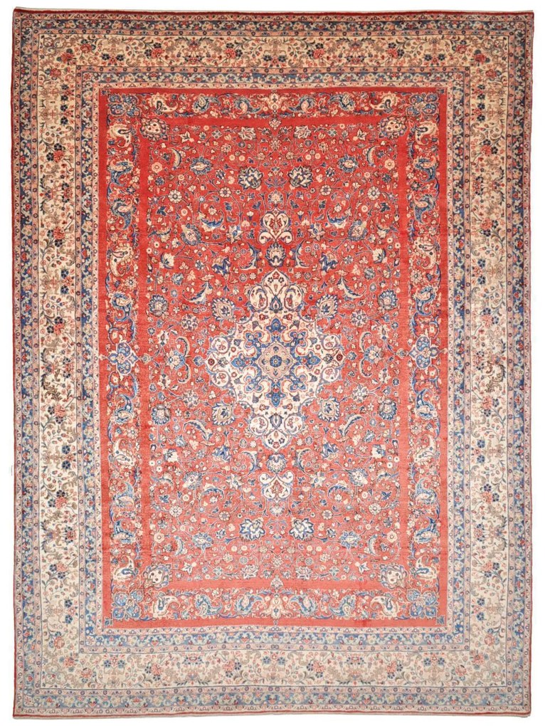 Hamedan Tappeto 270 x 370 Rosso (Iran) Annodato A Mano