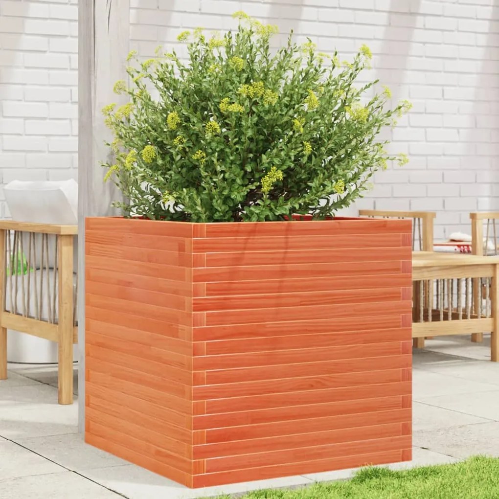 Fioriera Giardino Marrone Cera 70x70x68,5cm Legno Massello Pino /