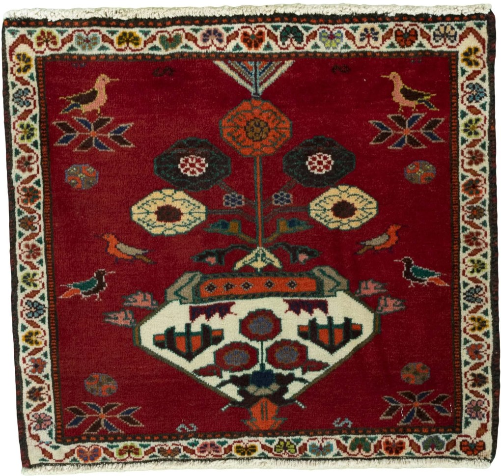 Shiraz Tappeto persiano 60x50 Rosso (Iran) Annodato A Mano