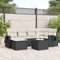 Set Divani da Giardino con Cuscini 7pz Nero Polyrattan 3252803