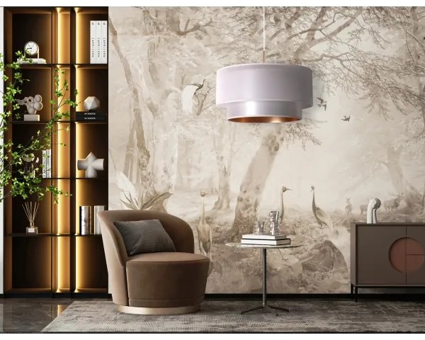 Duolla - Lampadario a sospensione con filo NANTES 1xE27/15W/230V diametro 45 cm argento/rame
