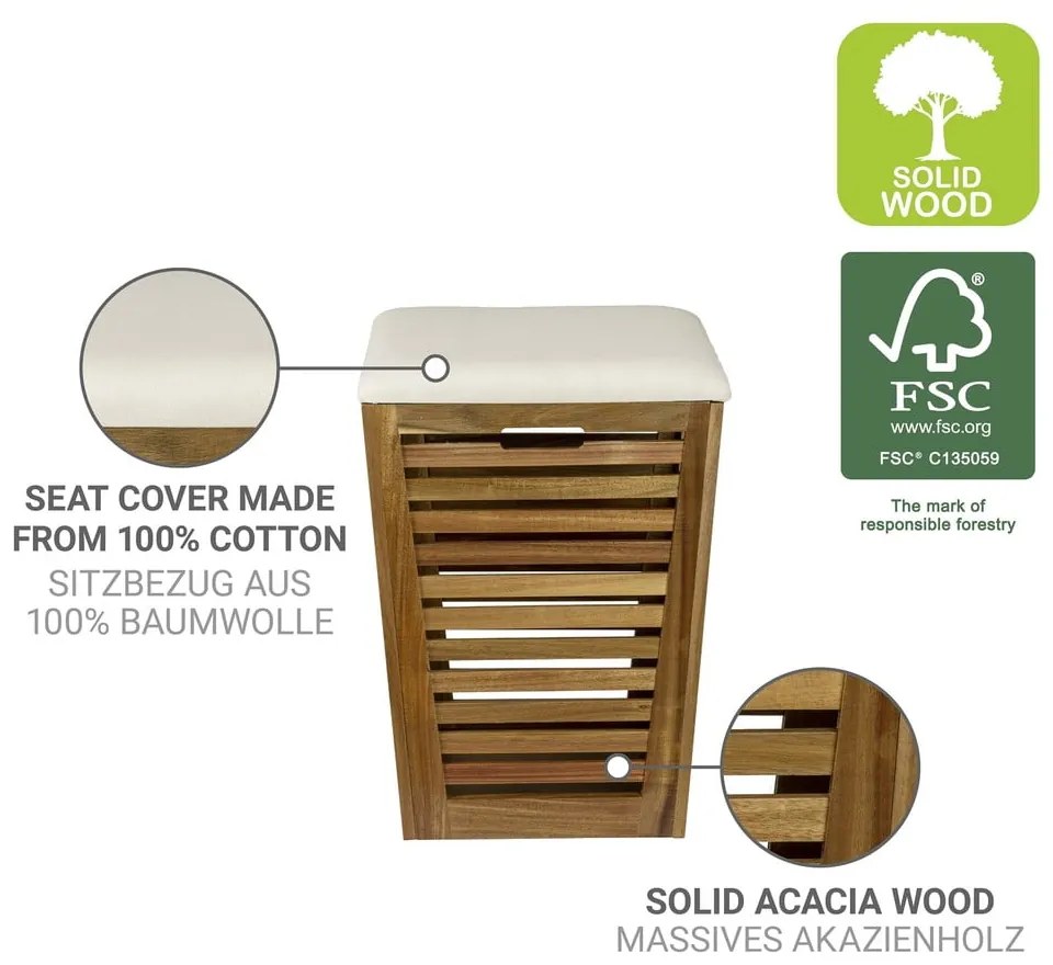 Cesta per il bucato colore naturale scuro in legno 55 l Fondi – Wenko