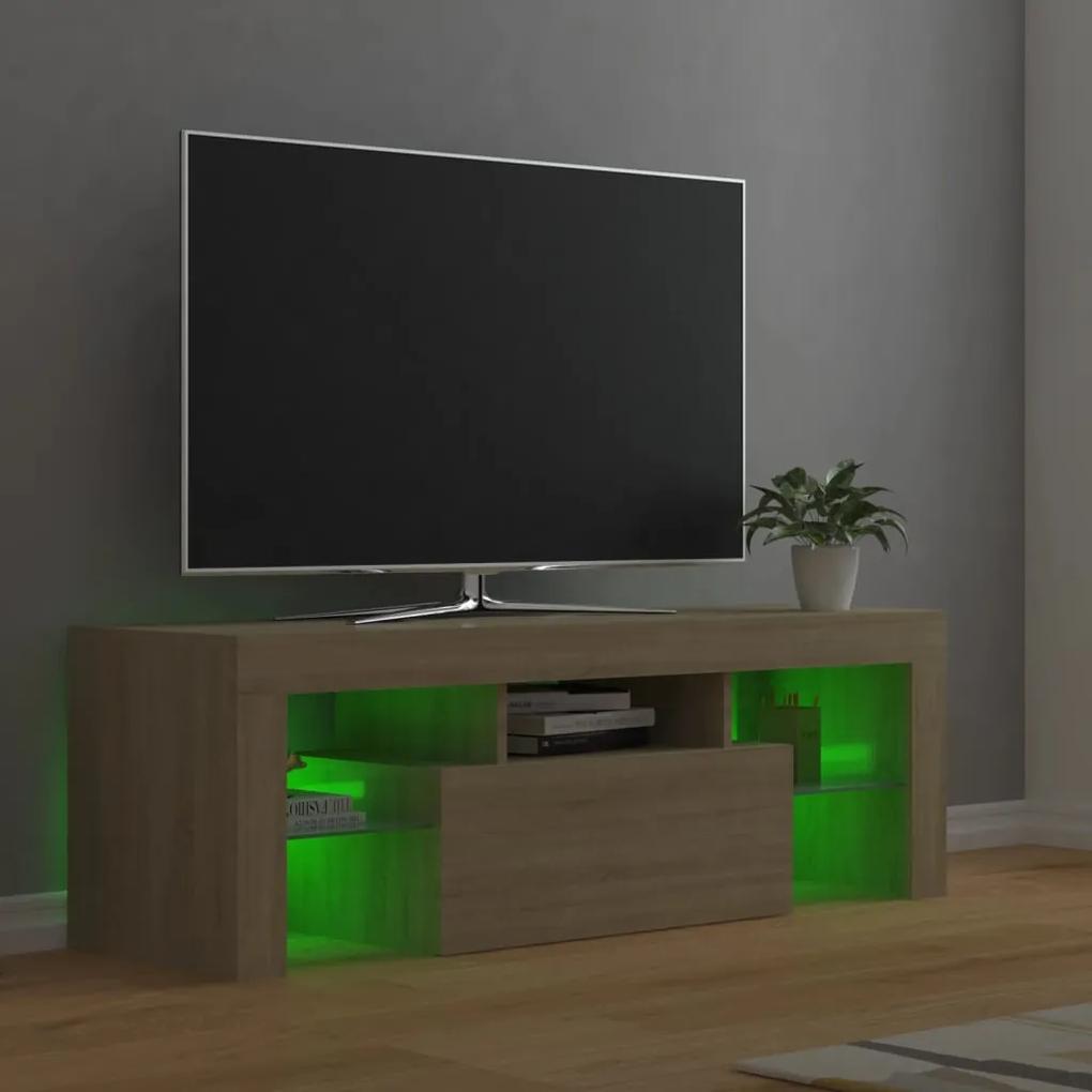 Mobile Porta TV con Luci LED Rovere Sonoma 120x35x40 cm