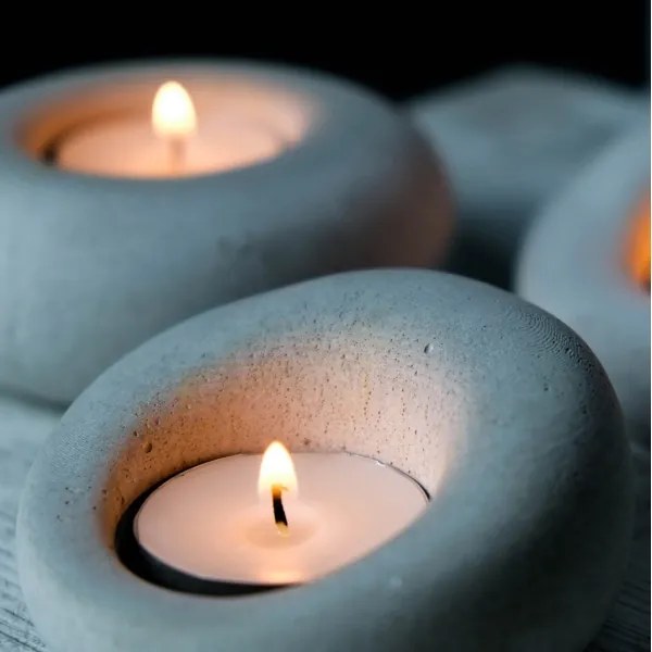 SET 3x Supporto per candele da tè 10cm/9cm/8cm in cemento