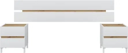 Testiera + 2 Comodini Tempus Bianco Artik E Rovere Nodi 0W6079A