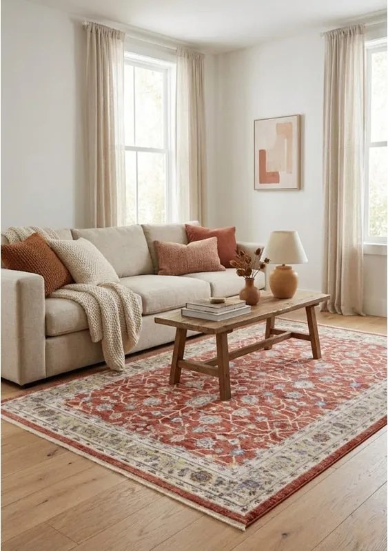 Tappeto Des.H in poliestere rosso L 240 x L 160 cm