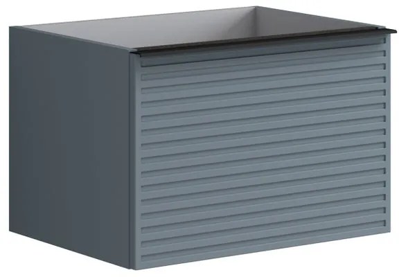 Mobile da bagno sospeso sotto lavabo L 60 x H 40 x P 45.5 cm blu laccato opaco, 2 cassetti Pixel stripes