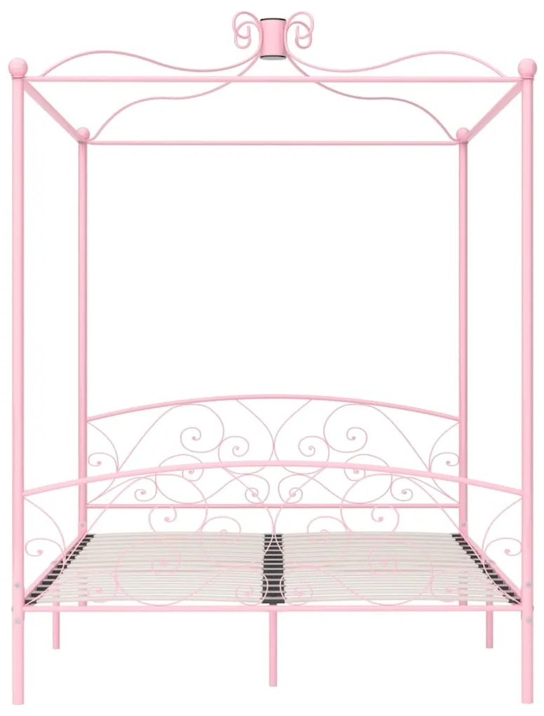 Letto a baldacchino rosa in metallo 160x200 cm