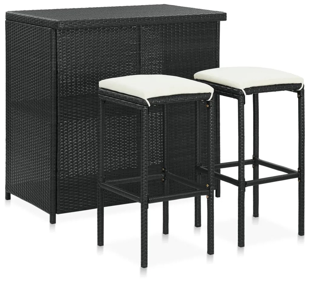 Set da Bar 3 pz in Polyrattan Nero