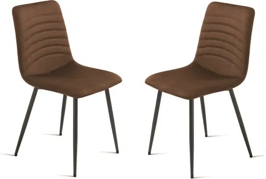 Sedia imbottita in tessuto cannettato Marrone CANNETO 2 sedie