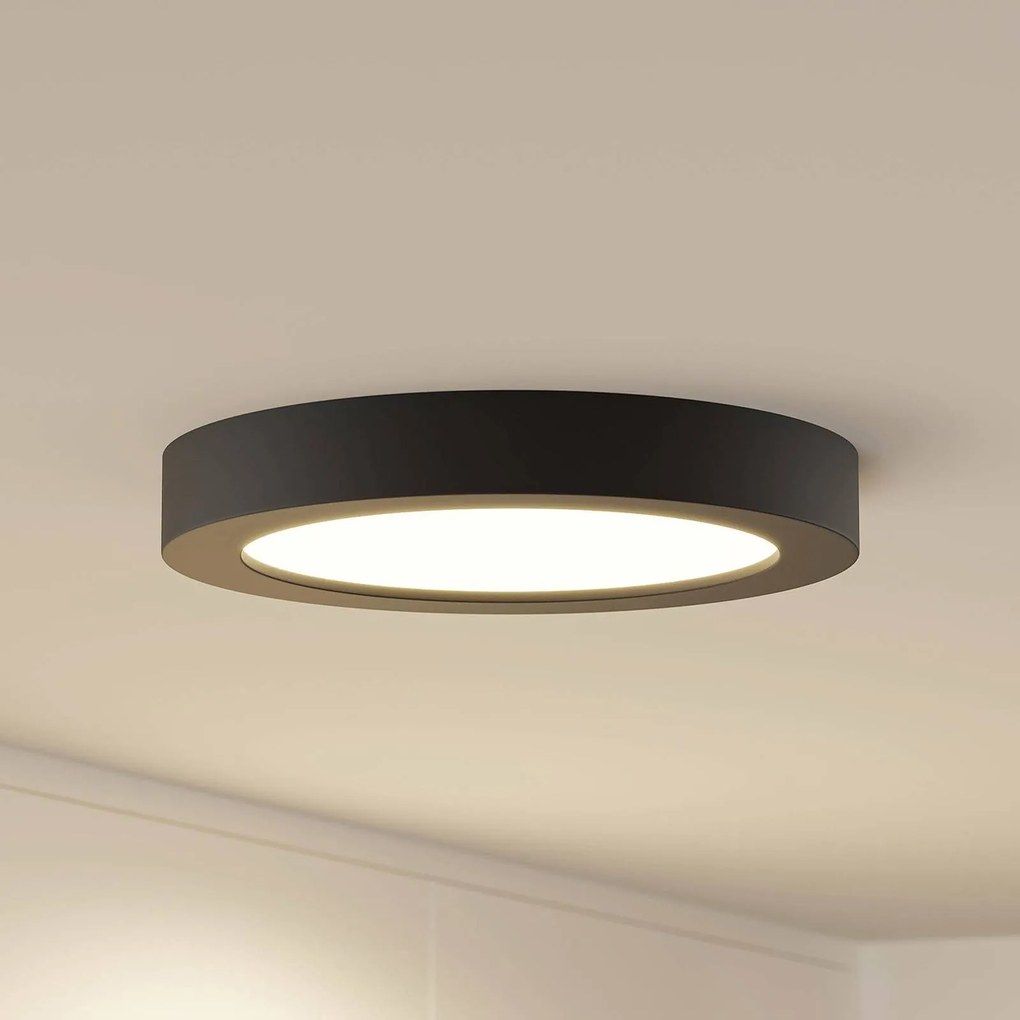 Prios Plafoniera LED Edwina, nero, 25 cm, CCT, IP44