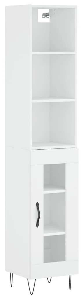 Credenza Bianca 34,5x34x180 cm in Legno Multistrato