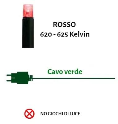 Catenaria Natalizia LED 11.6m, IP65, Cavo VERDE, Luce ROSSO Colore Rosso 620 - 625 °K