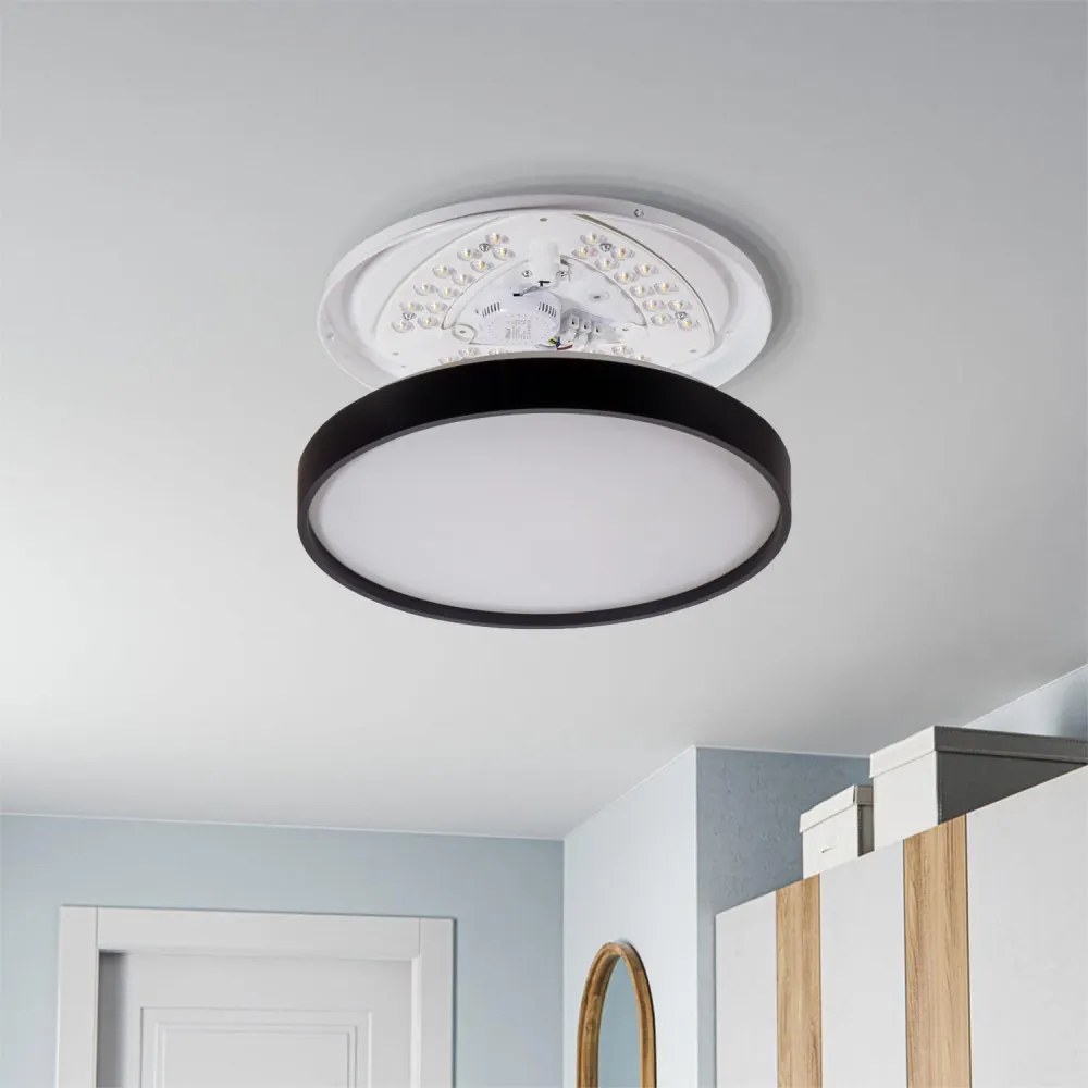 Plafoniera LED Rotonda 18W Ø350mm, CCT Bianco Variabile, IP20 - Nera Colore Bianco Variabile CCT